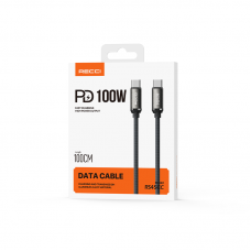 Recci RS45CC Type-C to Type-C PD 100W Örgü  Data ve Şarj Kablosu 1M