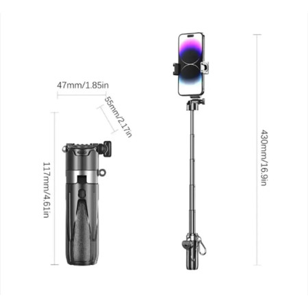 Bayrox P15 Mini Selfi Çubuk I Magsafe Özelikli I Bluetooth
