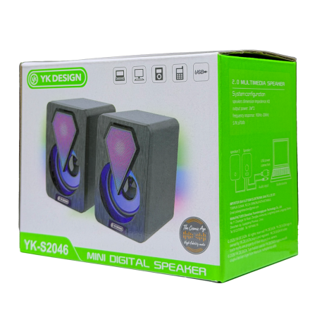 YK DESIGN YK-S2046 Mini Digital Speaker – USB Bağlantılı 2.0 Bilgisayar Hoparlörü