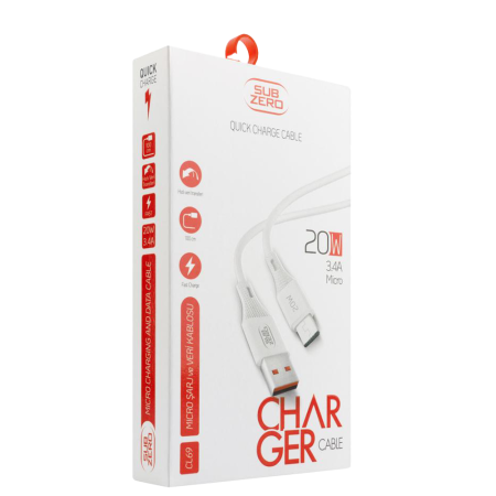 Subzero CL69 3.4A Usb To Micro Kablo 20W