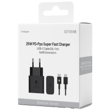 Simex 25w PD Şarj Cihazı ve Type-C Kablo Şarj Seti I Siyah