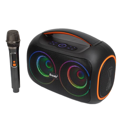 BRODU Boombox 50W BTS-2439 RGB Speaker I Kablosuz Mikrofonlu