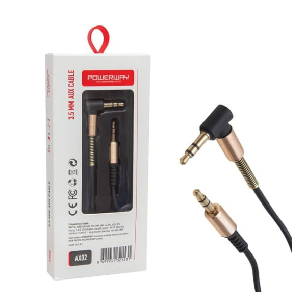 Powerway 3.5 mm Yan Başlık 1mt Aux Cable