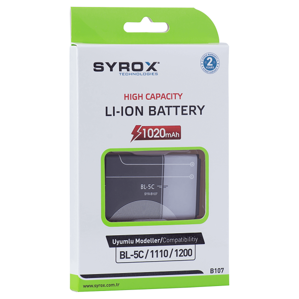Syrox Syx-B107 Nokia BL-5C Batarya Syrox Syx-B107 Nokia BL-5C Batarya