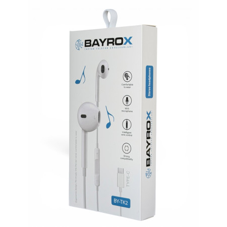 Bayrox TK2 Tak Çalıştır Type-C Silikonsuz Kulaklık 