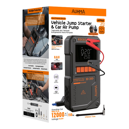 AUHMA A9966 12000 mAh Akü Takviye Cihazı – Araç Jump Starter