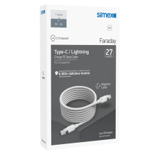 SİMEX 27W Mıknatıslı Type-C to Lightning Hasır Örgülü Kablo