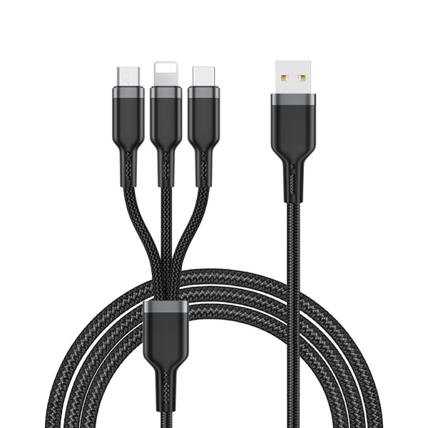 Wiwu Wi-C014 3in1 USB-A to Lightning – Type-C – Micro Şarj Kablosu 3.1A
