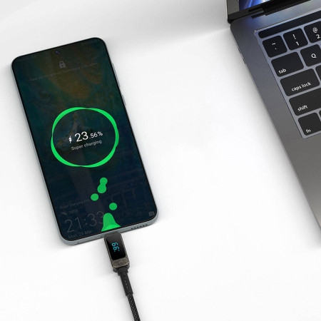 Wiwu Wi-C038  USB-A to Type-C 6A 66W LED Dijital Göstergeli