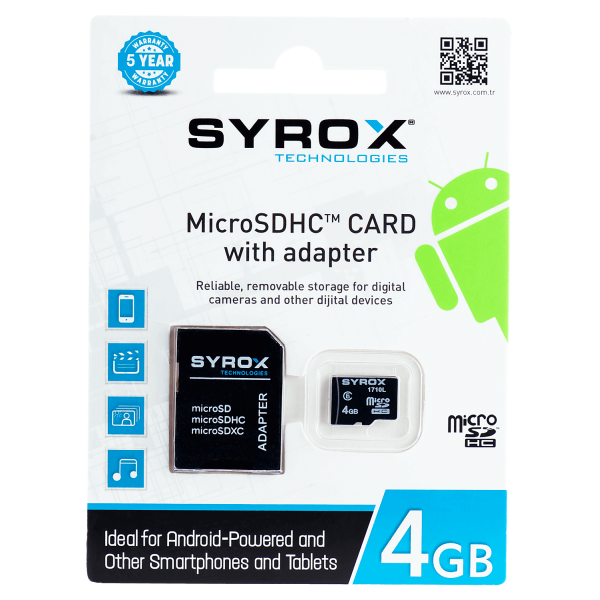 Syrox MC4 4GB Micro Sd Hafıza Kartı Syrox MC4 4GB Micro Sd Hafıza Kartı
